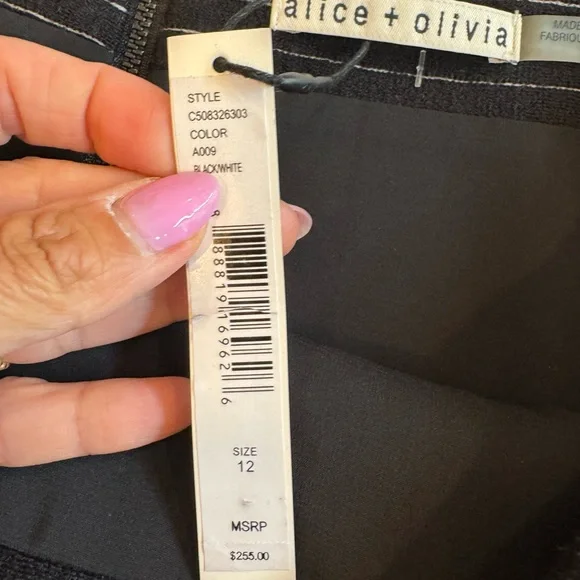 New Alice + Olivia Black Pinstripe Women's Skirt Asymmetrical Faux Wrap Size 12 - Picture 5 of 7